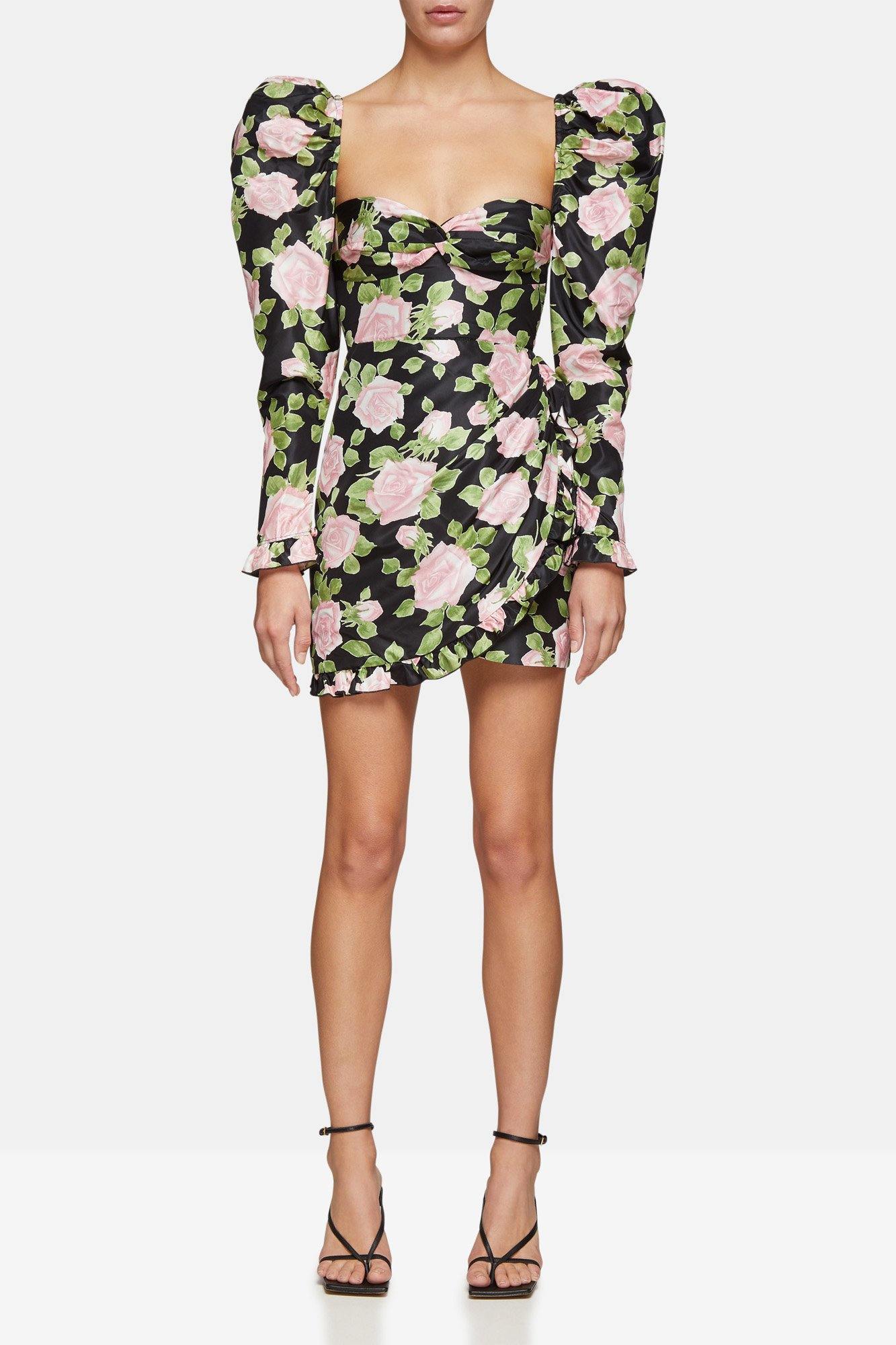 ALESSANDRA RICH Ruffled Floral-Print Silk-Taffeta Mini Dress – Fashion Alta  Moda