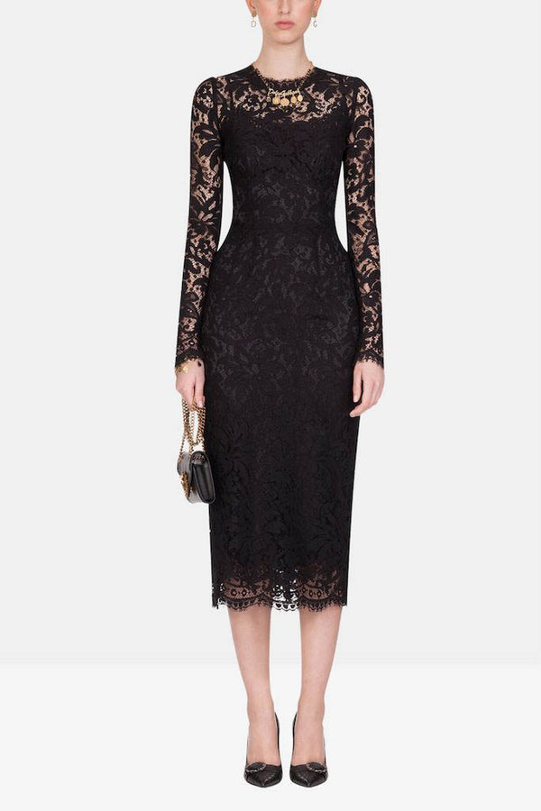 Dolce & Gabbana Black Lace Midid Dress