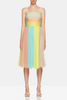 Delpozo Strapless Tulle Striped Midid Dress for hire Fashion Alta Moda.