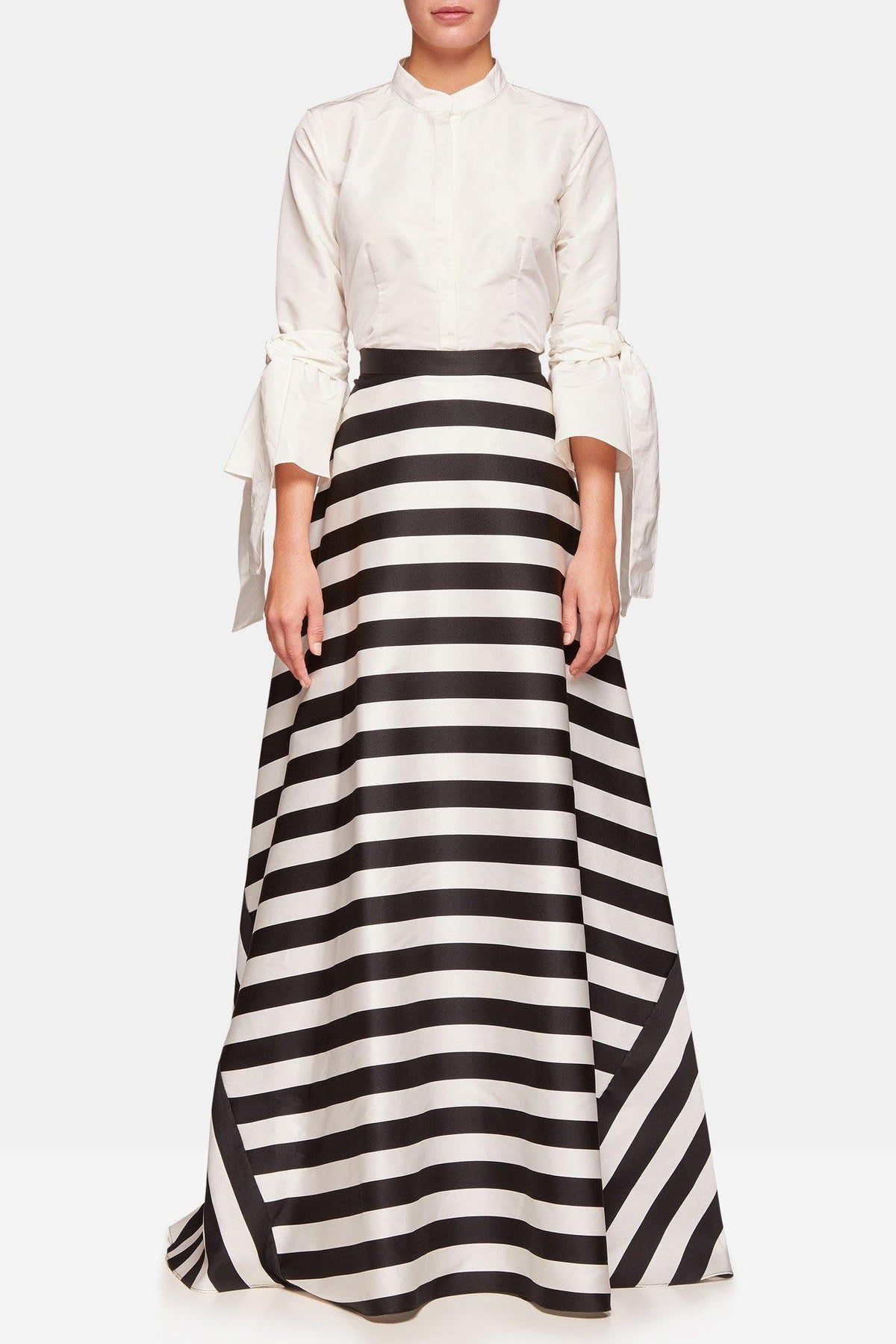 Black and white online striped taffeta skirt