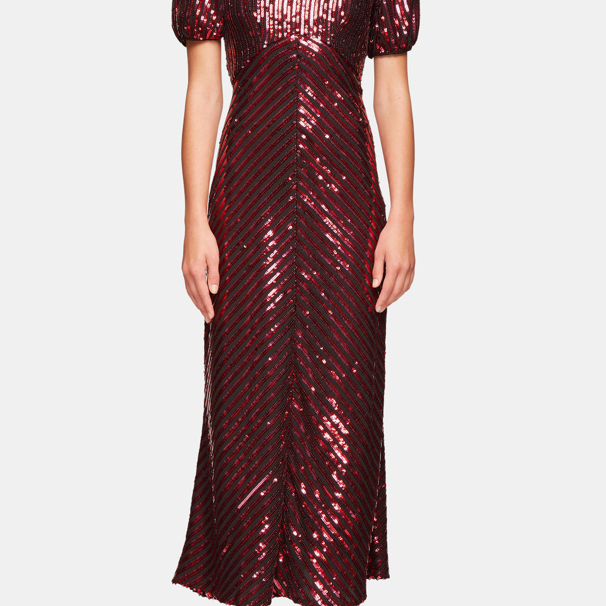 Rixo London Laura Jackson Daisy velvet trimmed sequined crepe midi dress Fashion Alta Moda