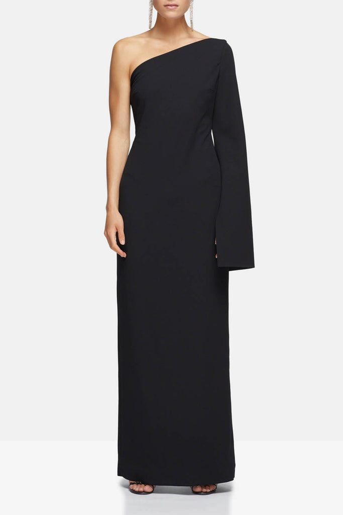 solace one shoulder dress Solace London One-Shoulder Gracie Maxi Dress - Black